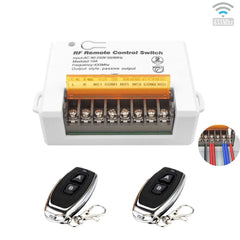 EunnacoTop RF 433 Mhz Controle Remoto Sem Fio Interruptor Relé 220v 2 Canais Grande Porta de Fiação Receptor para Motor Porta de Garagem