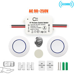 Interruptor de luz inteligente sem fio RF 433 MHz AC 220 V 10 A Interruptor e transmissor de botão de pressão para porta de LED Eletrodomésticos