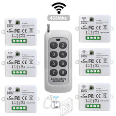 Mini interruptor de luz inteligente sem fio com controle remoto 200 m de distância 433 MHz RF Relé Receptor Ac220V Interruptor para ventilador de lâmpada LED residencial