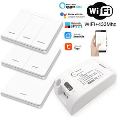 Controlador de interruptor de luz inteligente WIFI Tuya Smart Life 90V 250V 10A com Google Home Alexa Voice Timing Controller para lâmpada de teto