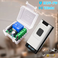 433Mhz Wireless Remote Control Light Switch DC 12V 24V 1CH Relay Receiver with Push Button Transmitter for Door/motor/light/Bulb