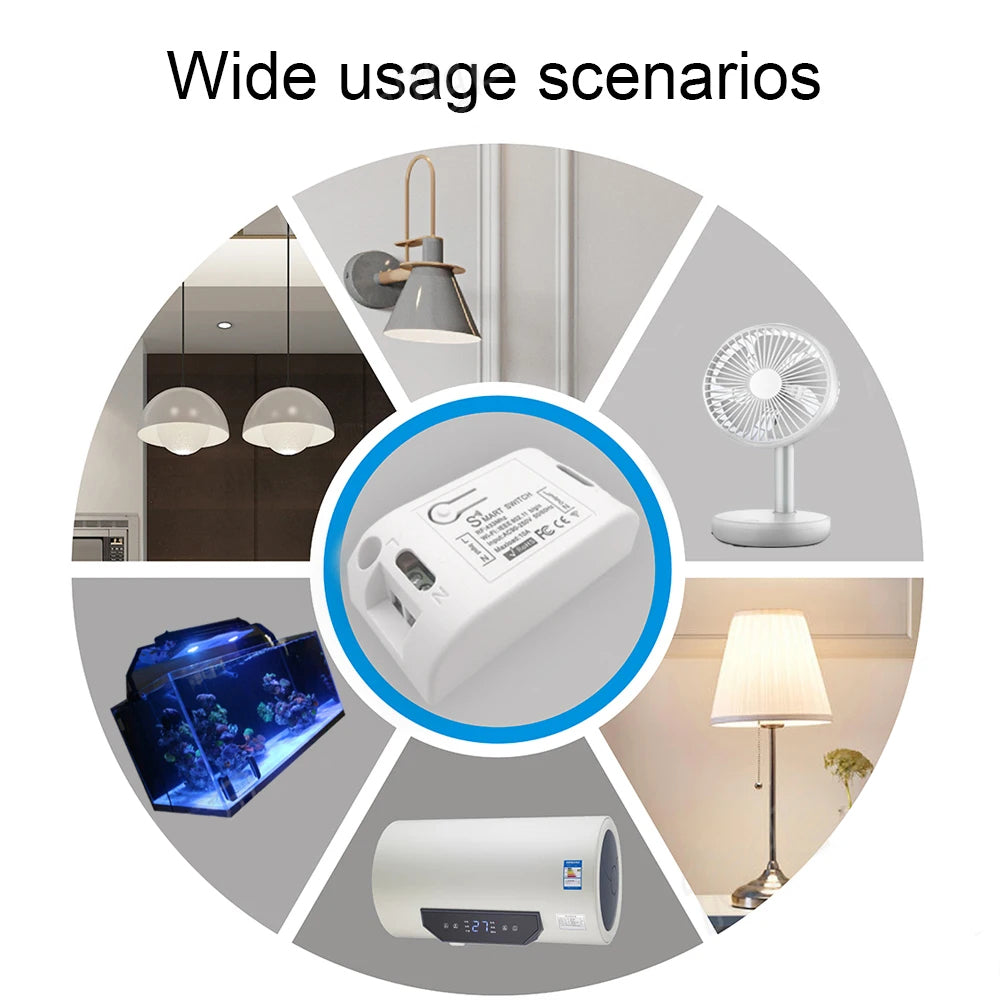 Interruptor de luz LED Tuya WiFi Smart Life APP DIY Relé RF Receptor, Controlador de contagem regressiva de voz via Google Home Alexa