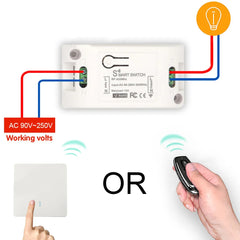 Rf 433Mhz Botão de pressão sem fio Interruptor de luz inteligente Controle remoto 90-250V 10Amp 1CH Relé RF Receptor Transmissor para lâmpada de ventilador