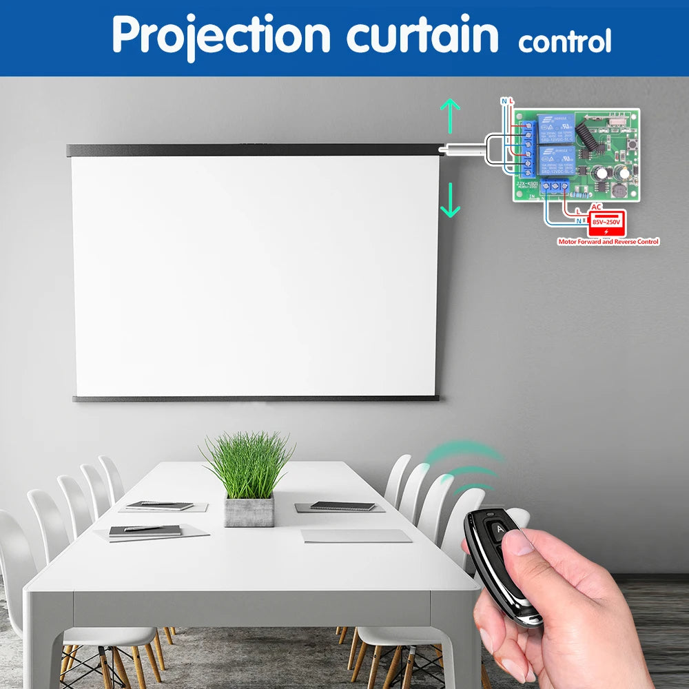 433 Mhz Interruptor sem fio Remoto ON OFF Relé AC 220V 10a Receptor Interruptor de controle remoto para cortina Porta de garagem Luz Lâmpada Ventilador