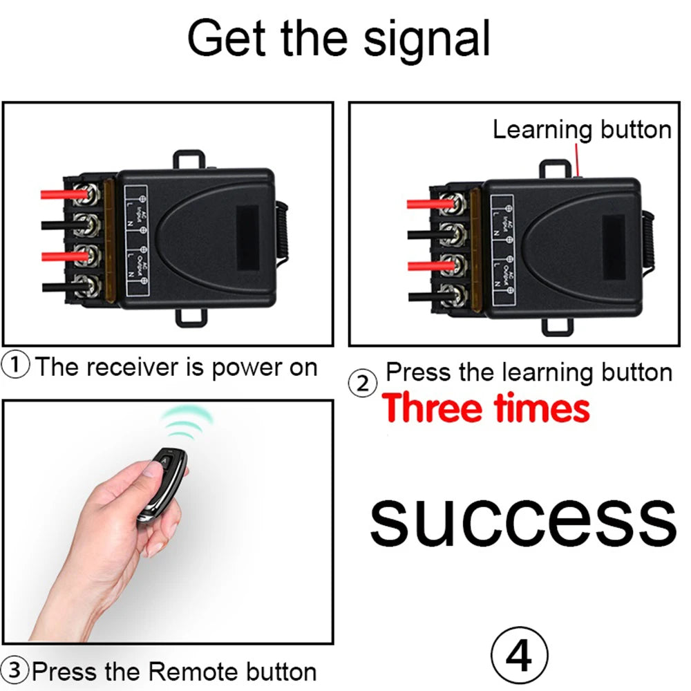 AC 90V-250V Wireless Switch Light 433MHz RF Remote on Off AC 220V 30Amp Relay Control for Water Heaters Ventilation Pump Fan Ceiling Light