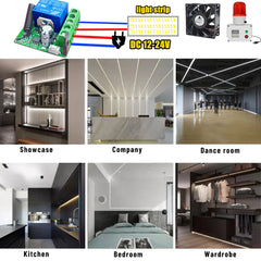 Interruptor de luz de controle remoto sem fio 433Mhz DC 12V 24V 1CH Relé Receptor com botão de pressão Transmissor para porta/motor/luz/lâmpada