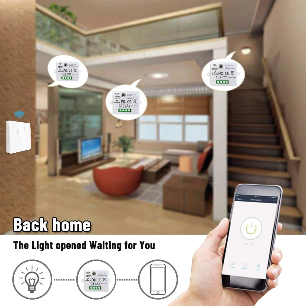 Tuya WiFi Smart Lighting Switch 433Mhz Wall Panel Switch On Off 220v Relay with Alexa Google Home Voice Control for Ceiling Lamp