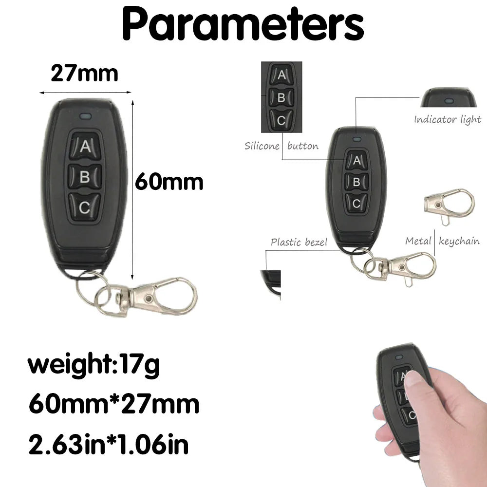 AC 85-220V 433 Mhz Wireless Switch Remote ON OFF Relay 10a Receiver Remote Control Switch for Curtain Garage Door Light Lamp Fan