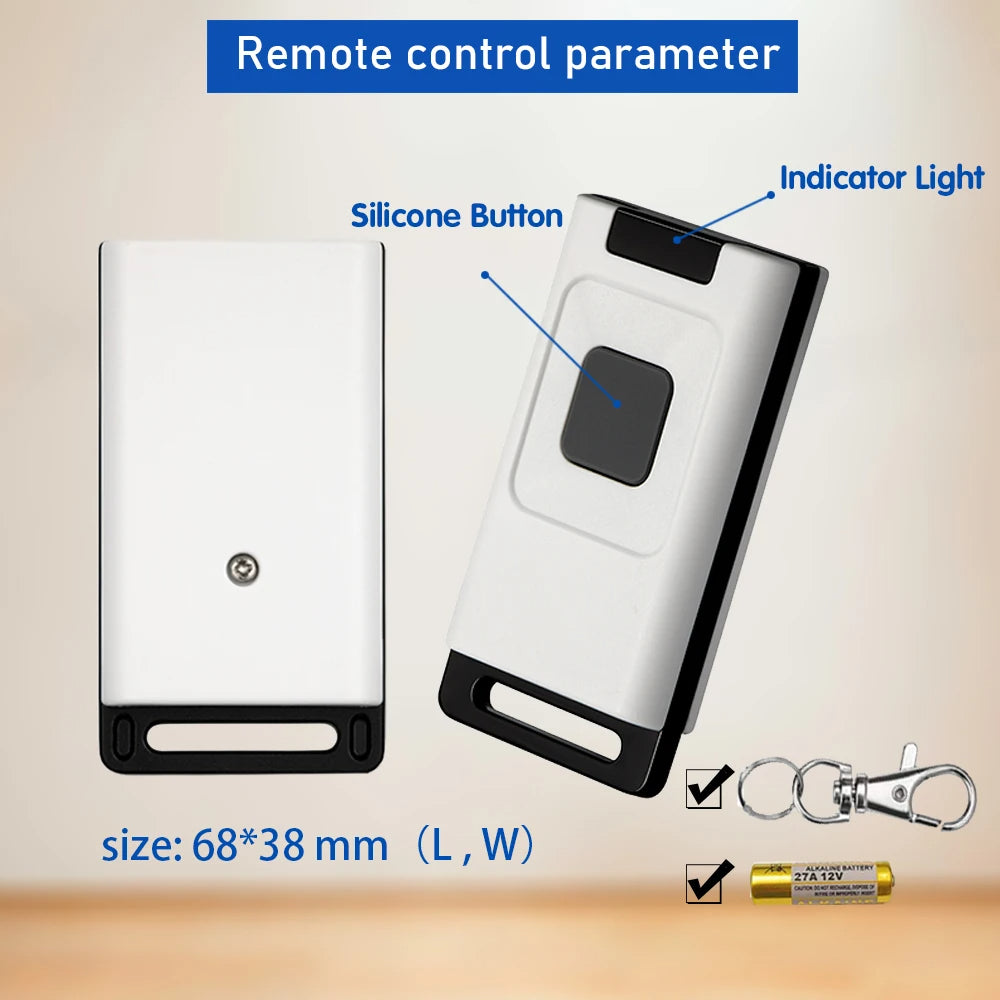 Interruptor de luz de controle remoto sem fio 433Mhz DC 12V 24V 1CH Relé Receptor com botão de pressão Transmissor para porta/motor/luz/lâmpada