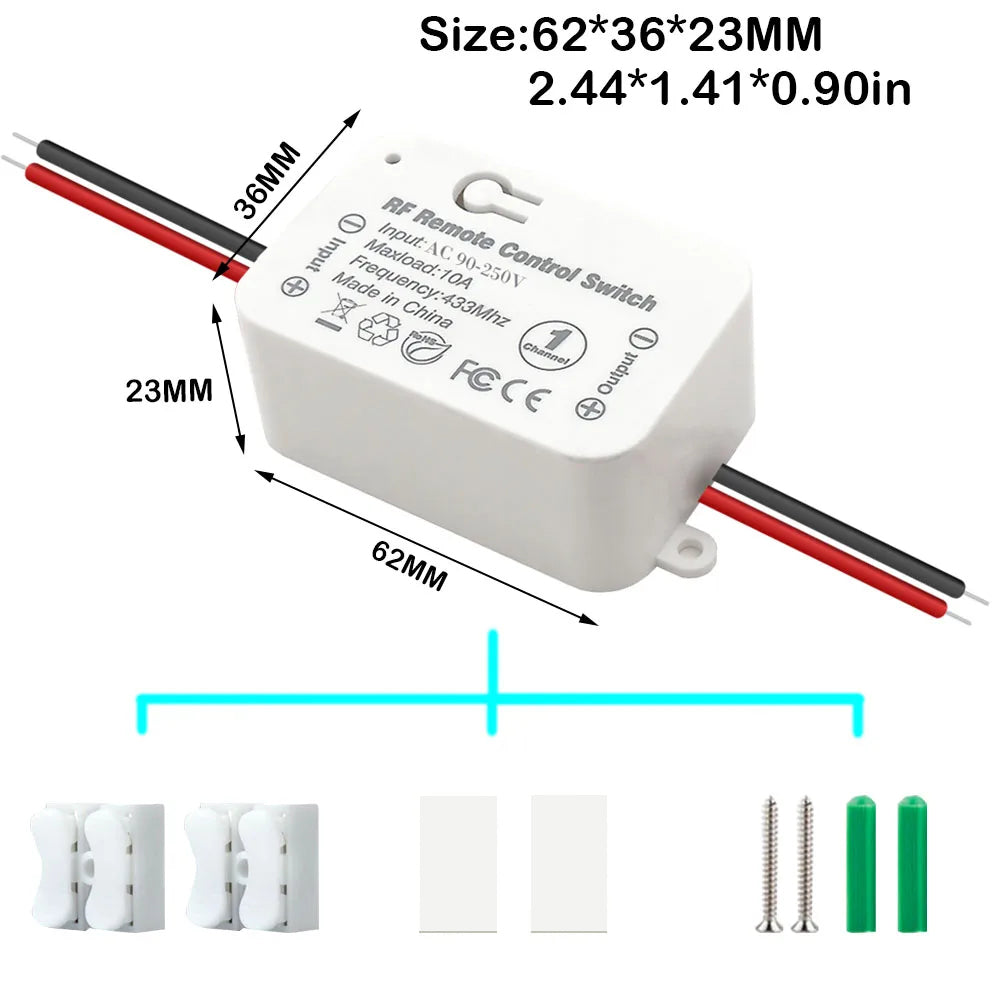 Interruptor de luz inteligente sem fio RF 433 MHz AC 220 V 10 A Interruptor e transmissor de botão de pressão para porta de LED Eletrodomésticos