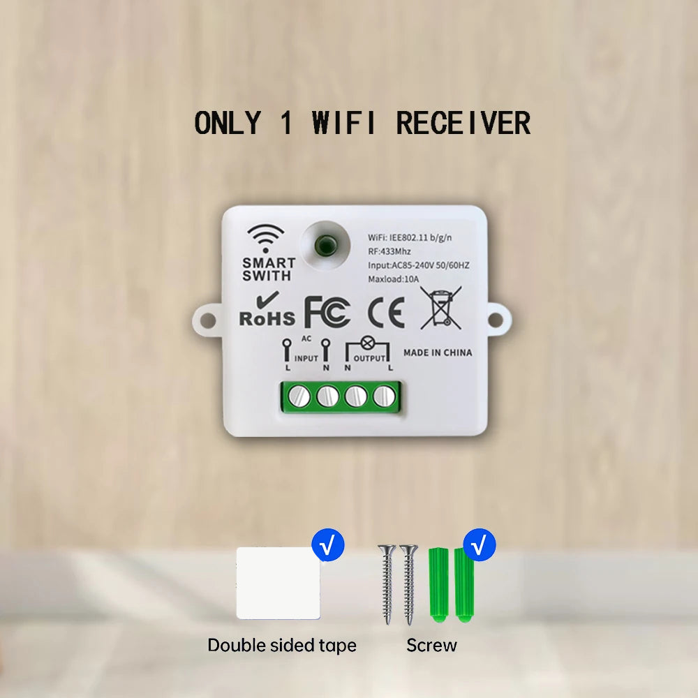 Interruptor de iluminação inteligente WiFi Tuya 433 MHz Painel de parede Interruptor liga/desliga 220 V Relé com Alexa Google Home Controle de voz para lâmpada de teto