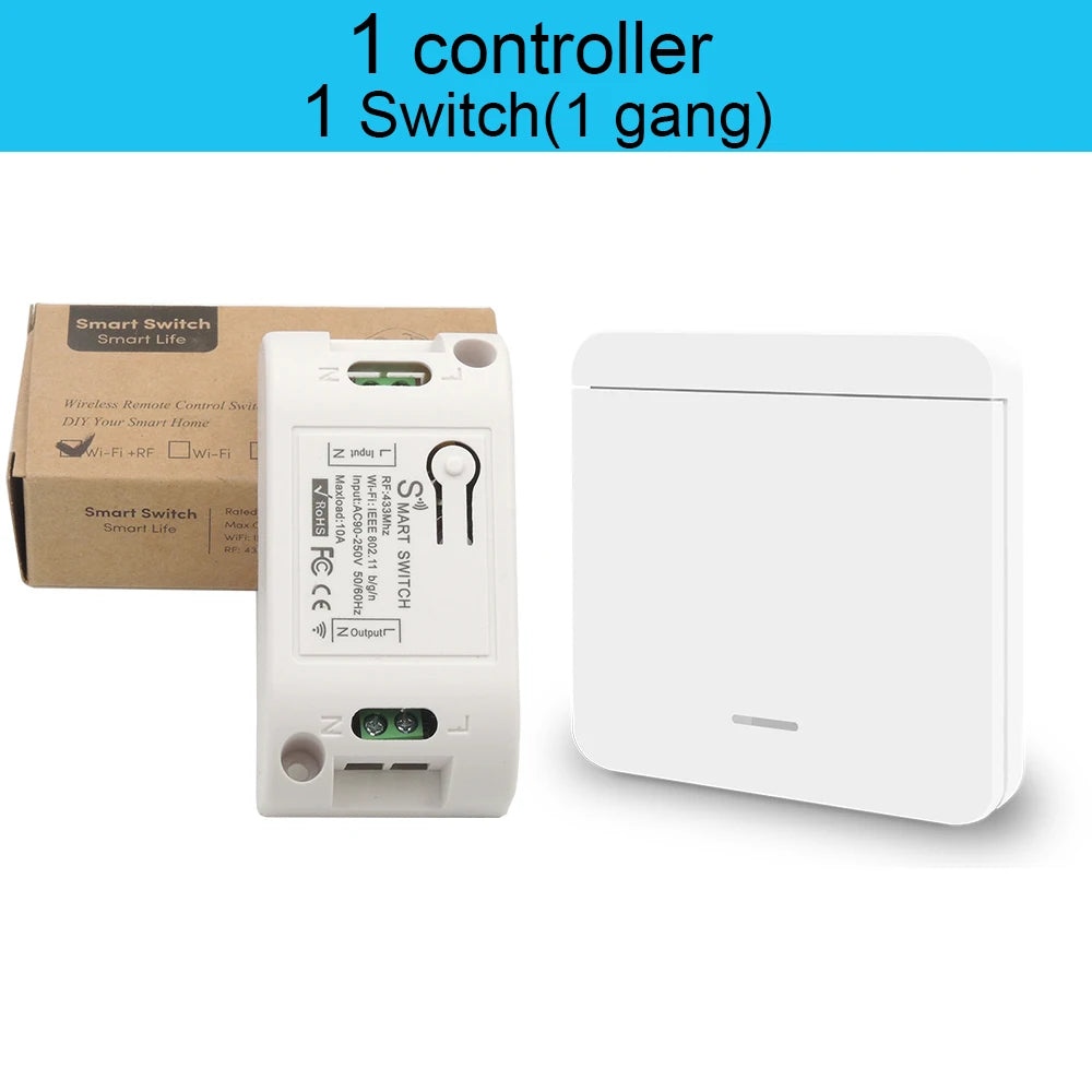 Controlador de interruptor de luz inteligente WIFI Tuya Smart Life 90V 250V 10A com Google Home Alexa Voice Timing Controller para lâmpada de teto