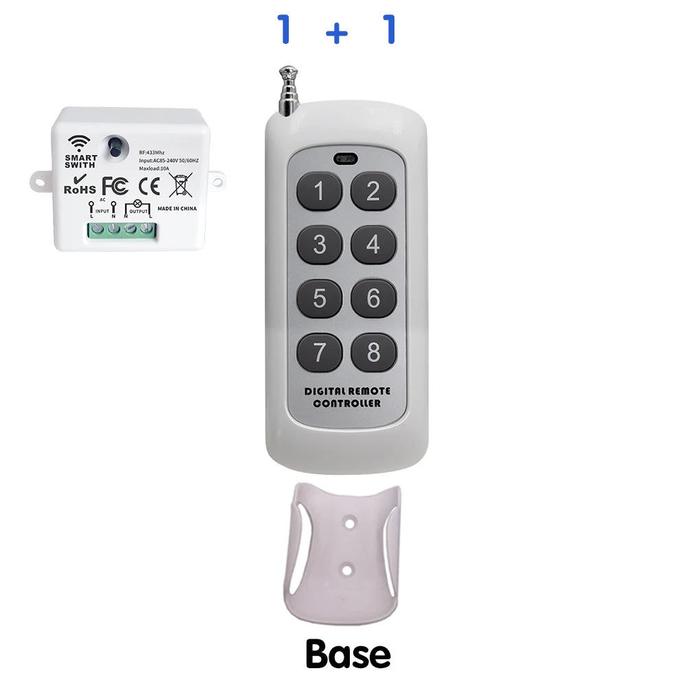 Mini interruptor de luz inteligente sem fio com controle remoto 200 m de distância 433 MHz RF Relé Receptor Ac220V Interruptor para ventilador de lâmpada LED residencial