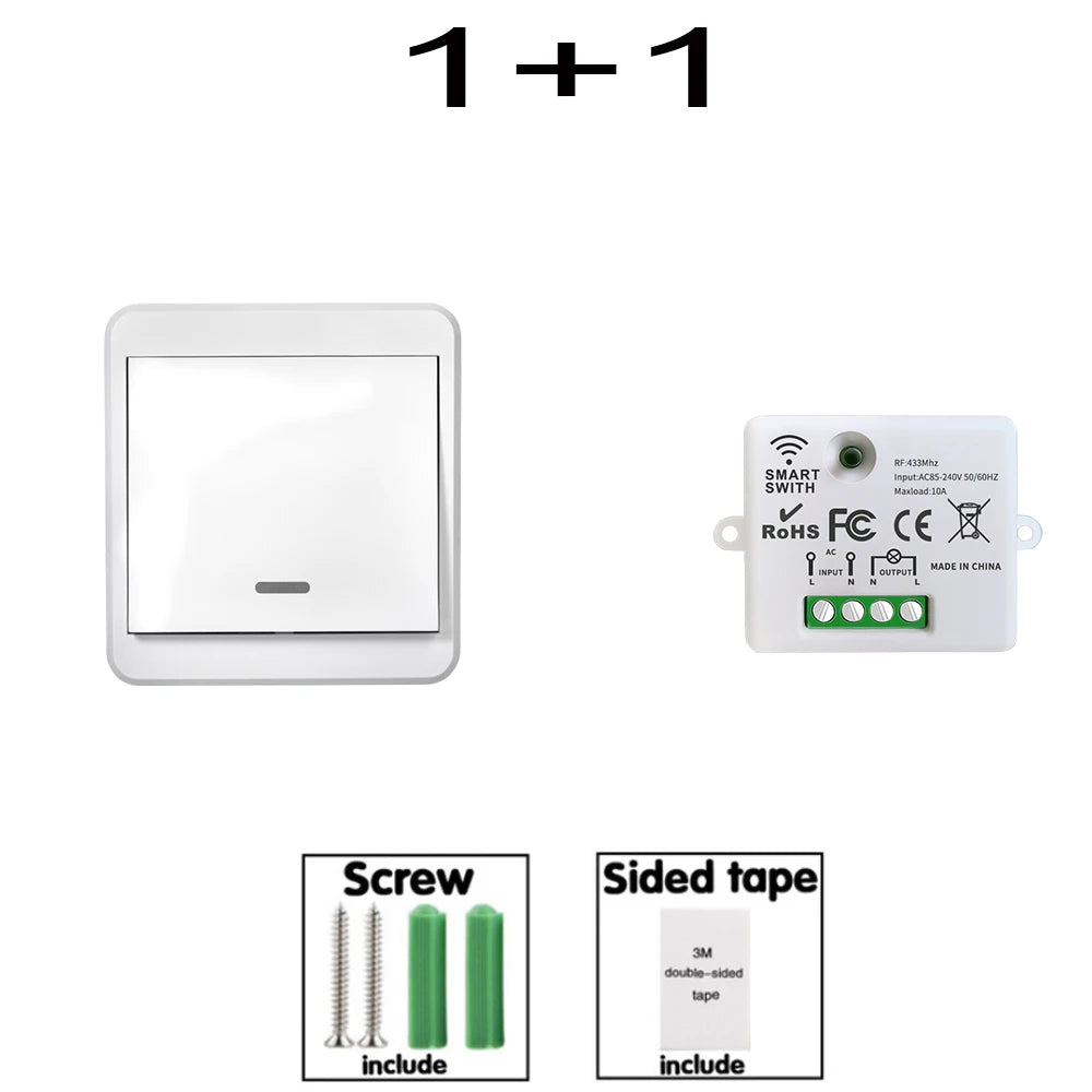 Interruptor de luz Botão de pressão Controle remoto Painéis de parede sem fio Interruptor Mini relé remoto 220v 10a para melhoria da casa Elétrica