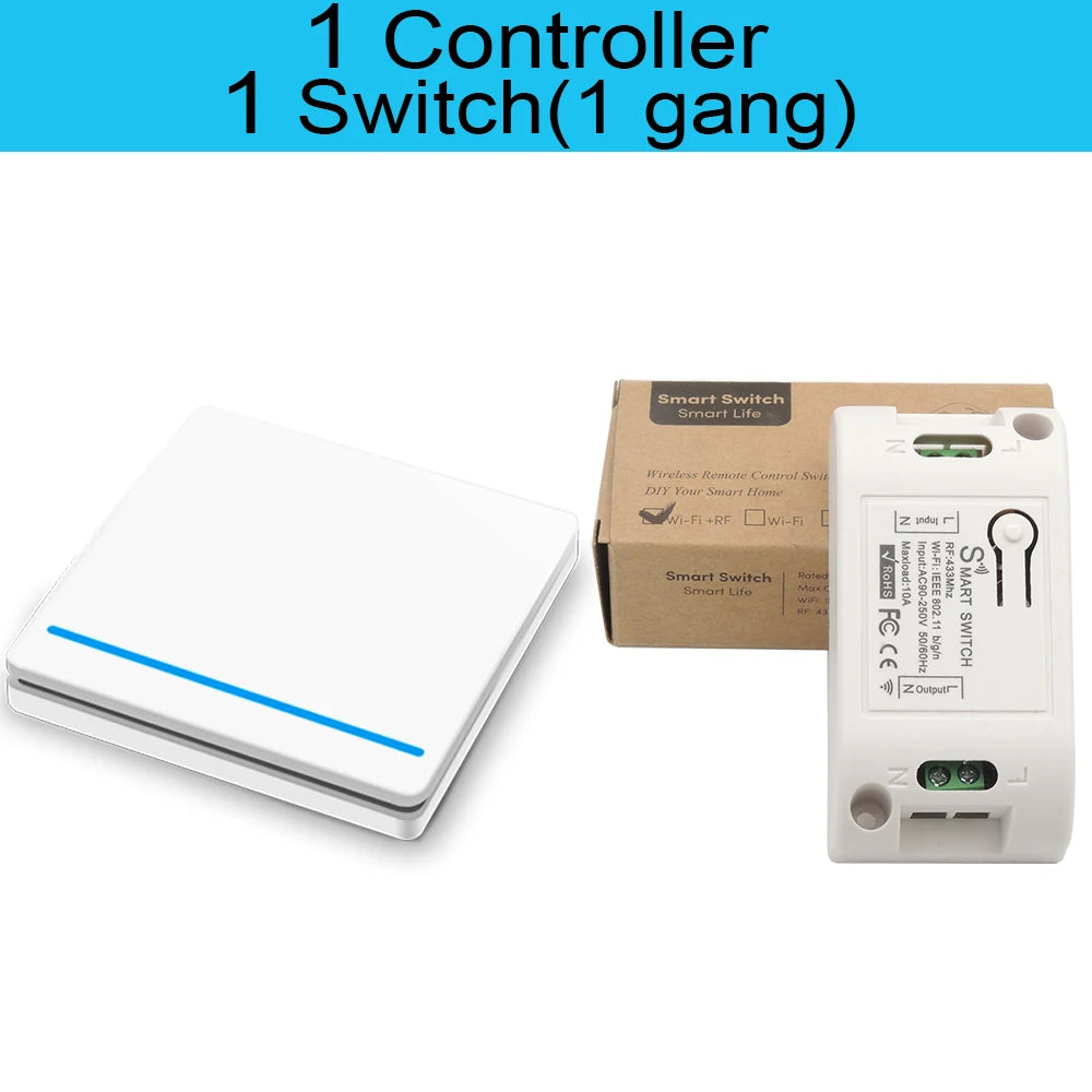 Interruptor de luz LED Tuya WiFi Smart Life APP DIY Relé RF Receptor, Controlador de contagem regressiva de voz via Google Home Alexa