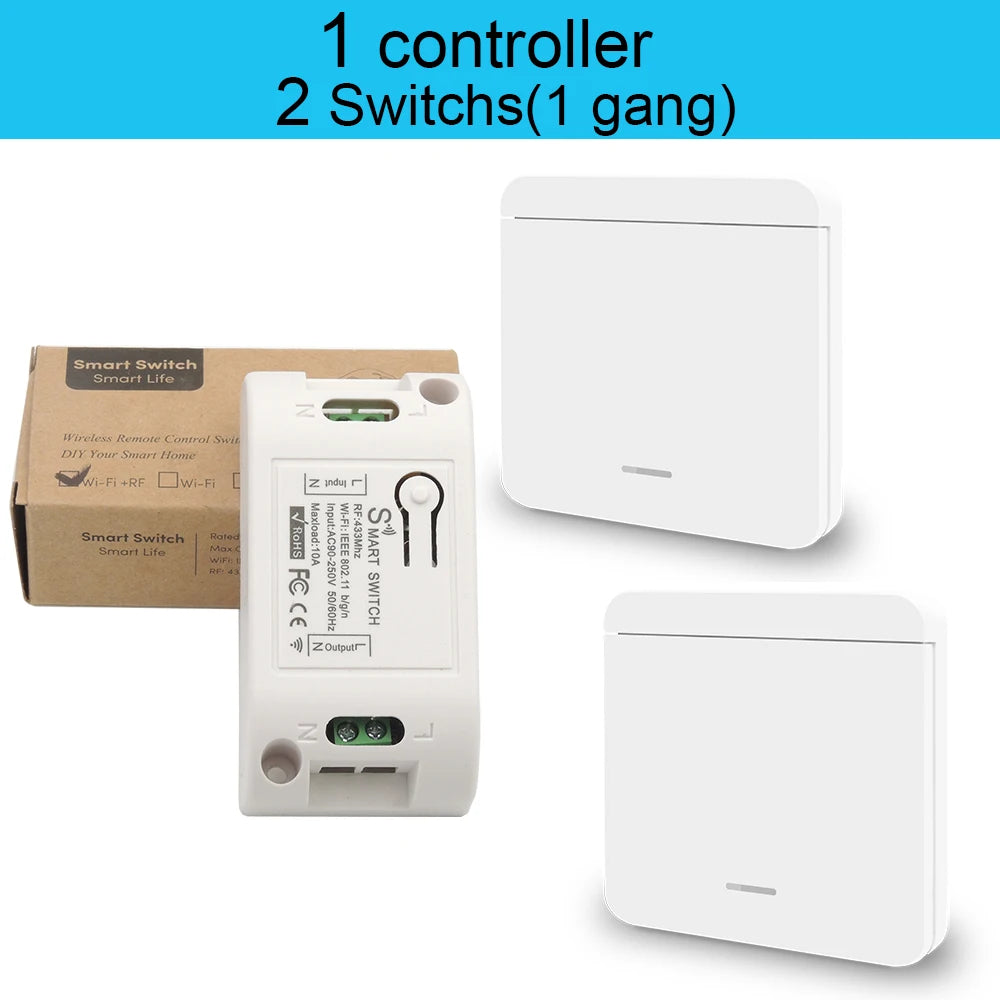 Controlador de interruptor de luz inteligente WIFI Tuya Smart Life 90V 250V 10A com Google Home Alexa Voice Timing Controller para lâmpada de teto