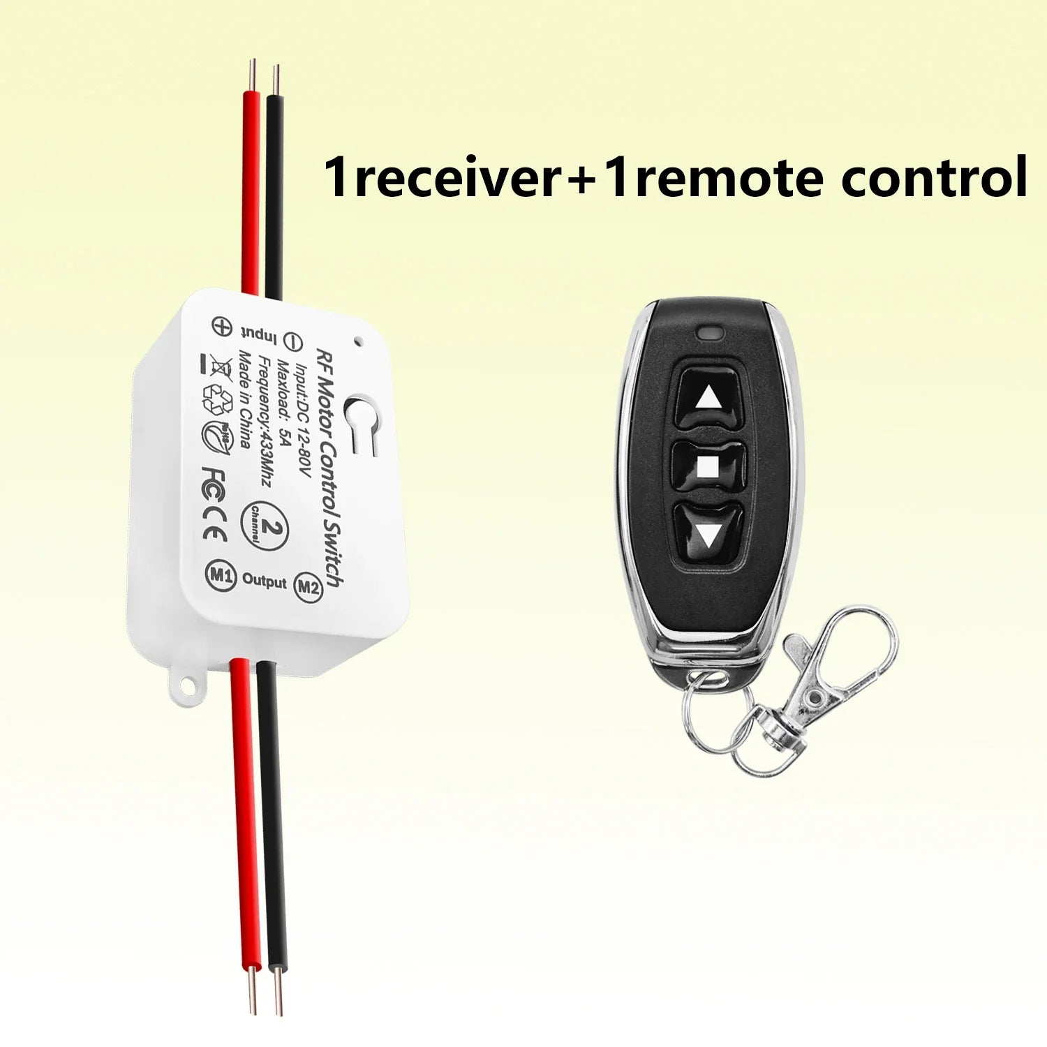 433 Mhz Controle Remoto Sem Fio DC Motor Interruptor 12V 24V 48V 80V 2 Canais Relé Receptor Transmissor para Cortina de Porta de Garagem