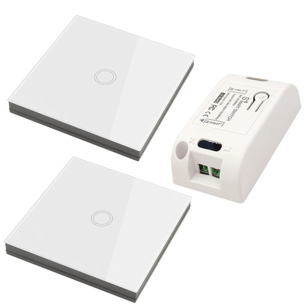 Interruptor de luz inteligente sem fio 220 V relé 433 MHz controle remoto botão de pressão de toque painéis de parede para automação lâmpada de teto