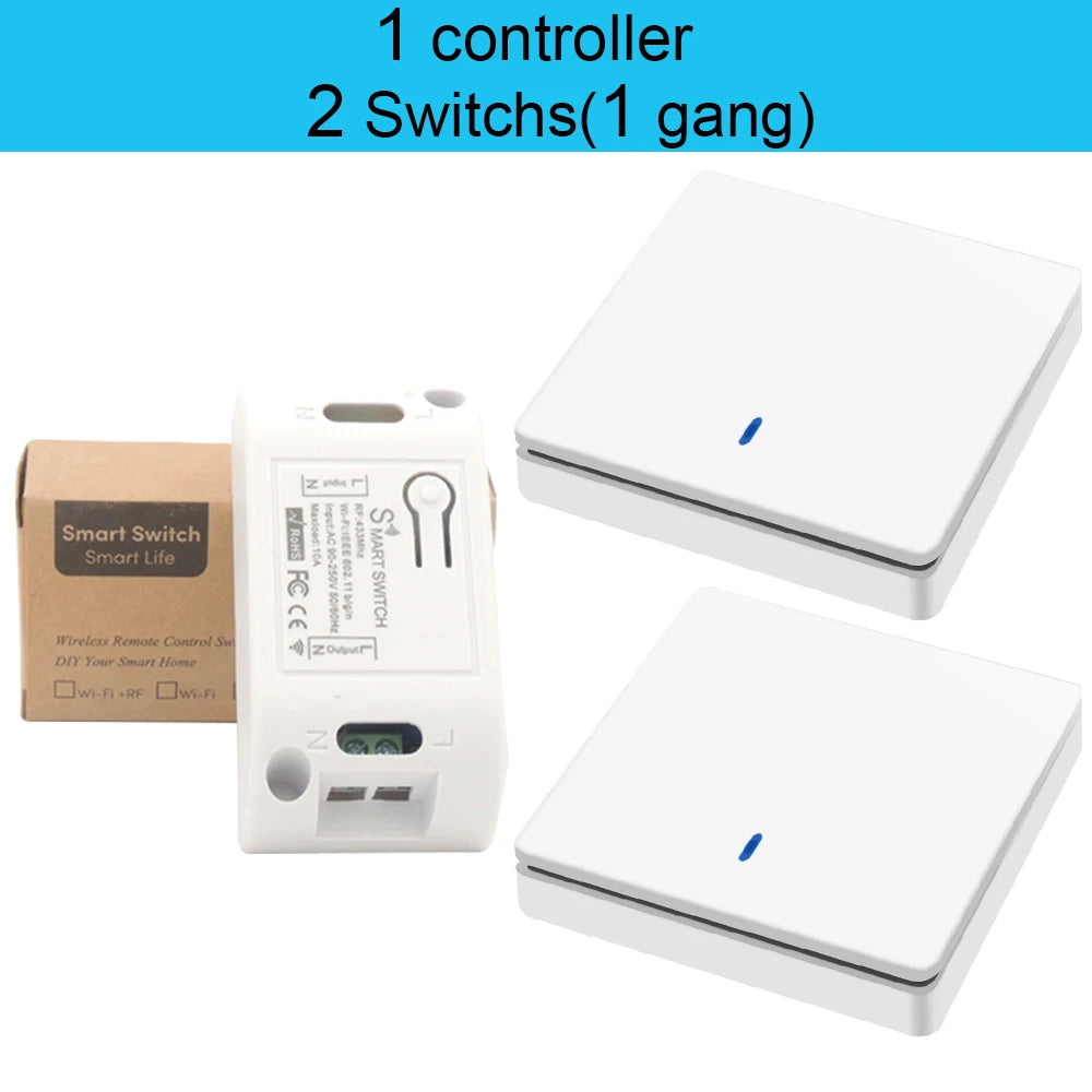 Tuya Wifi Smart life APP push button Smart Light Switch Wireless RF 433Mhz controler DIY Relay Timer Module Google Home Alexa