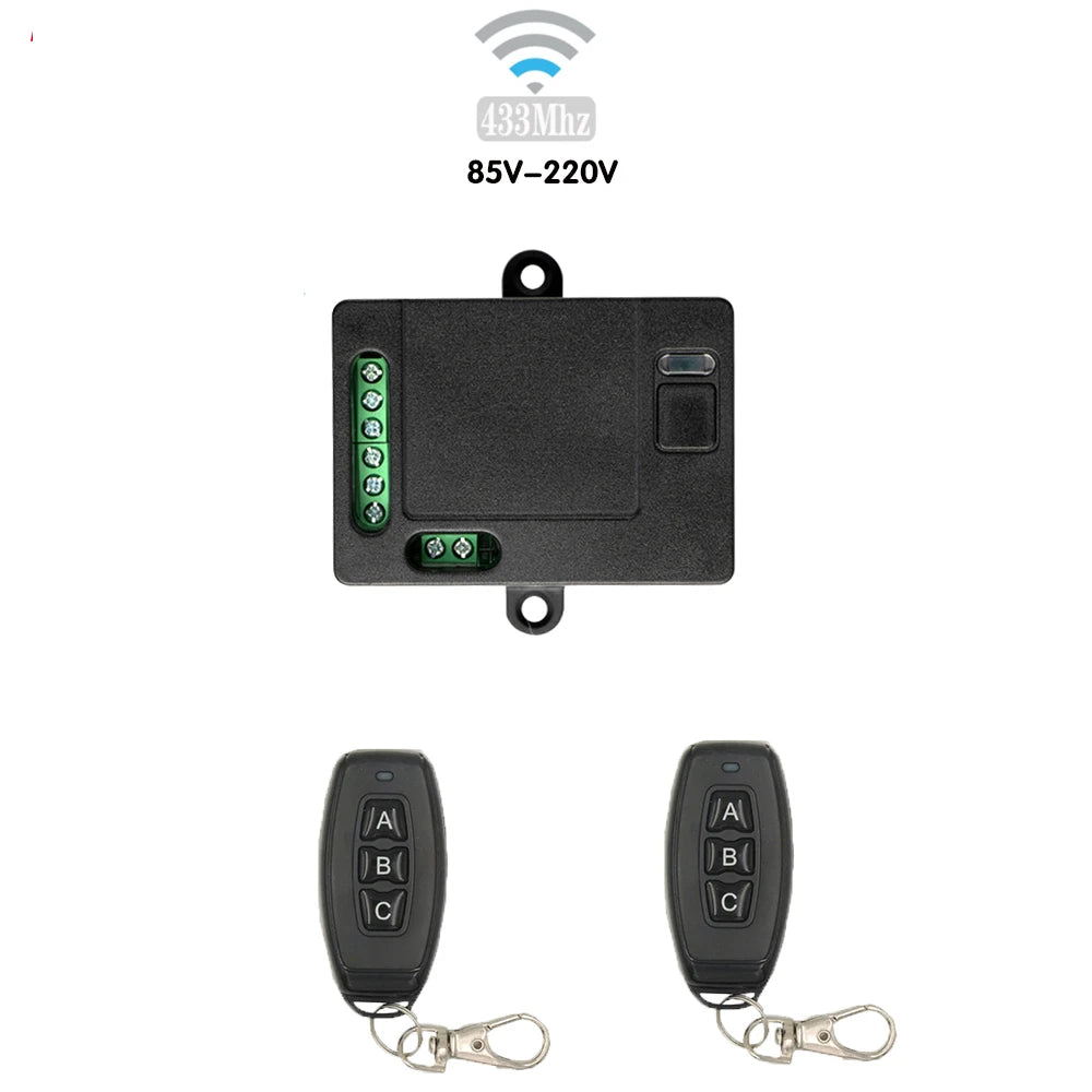 AC 85-220V 433 Mhz Wireless Switch Remote ON OFF Relay 10a Receiver Remote Control Switch for Curtain Garage Door Light Lamp Fan