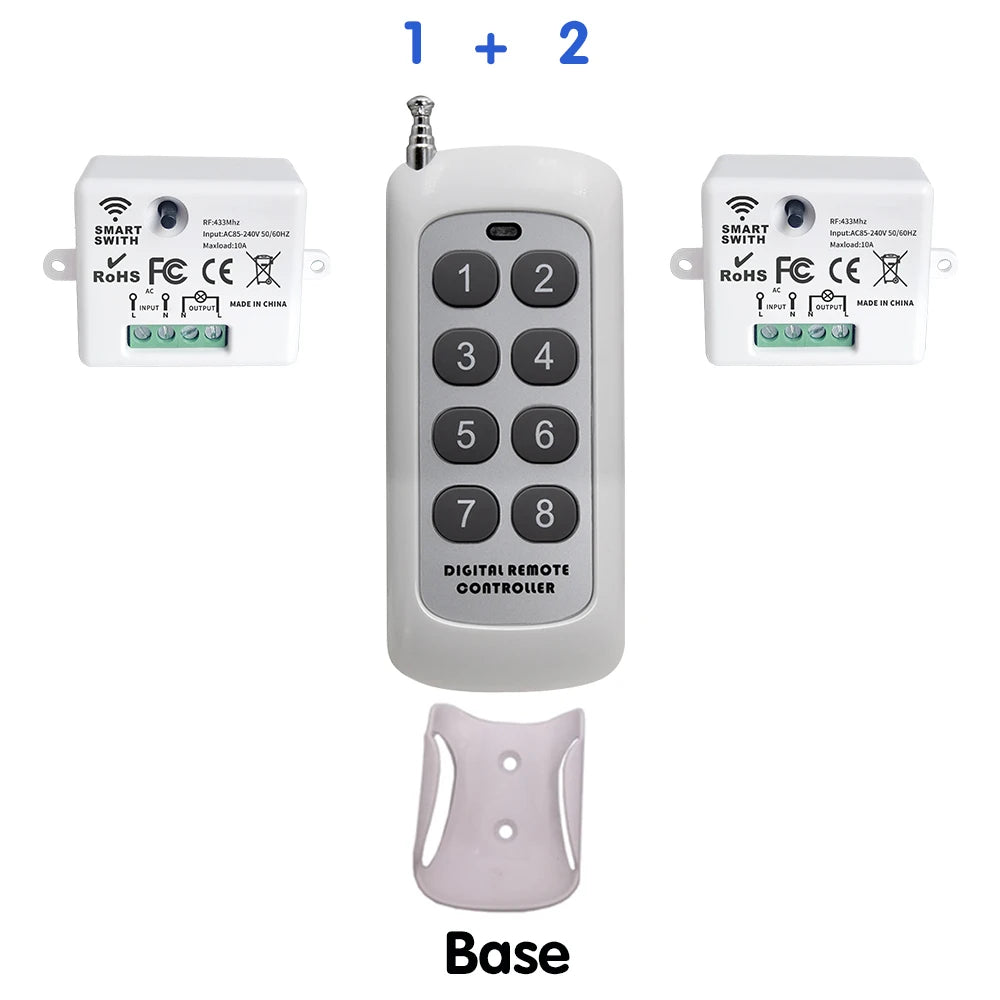 Mini interruptor de luz inteligente sem fio com controle remoto 200 m de distância 433 MHz RF Relé Receptor Ac220V Interruptor para ventilador de lâmpada LED residencial