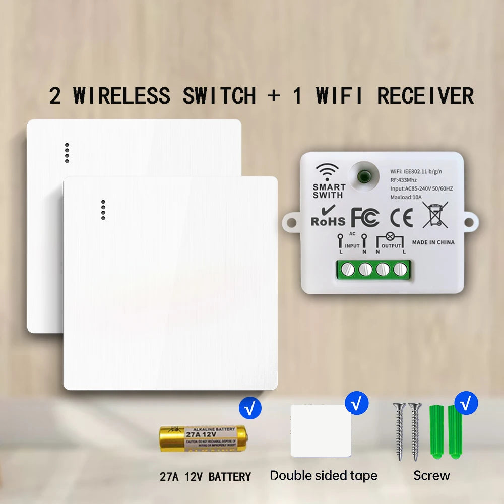 Tuya WiFi Smart Lighting Switch 433Mhz Wall Panel Switch On Off 220v Relay with Alexa Google Home Voice Control for Ceiling Lamp