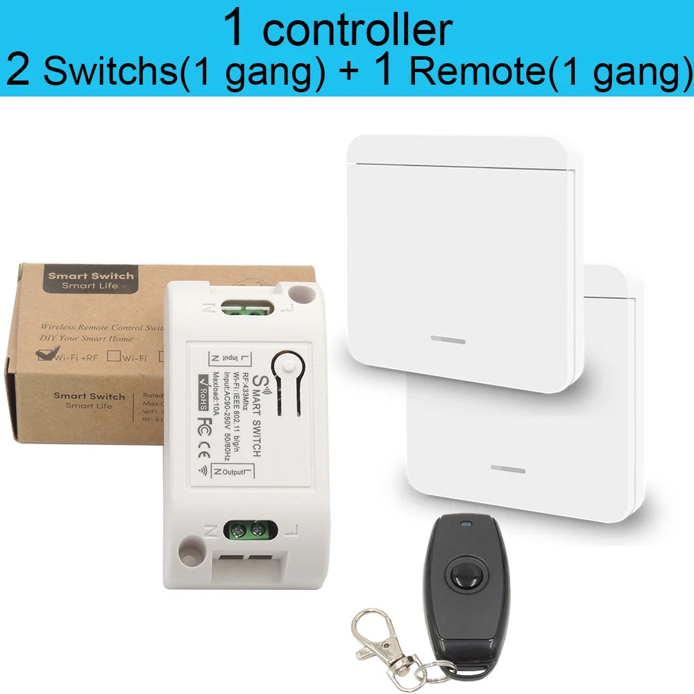 Controlador de interruptor de luz inteligente WIFI Tuya Smart Life 90V 250V 10A com Google Home Alexa Voice Timing Controller para lâmpada de teto