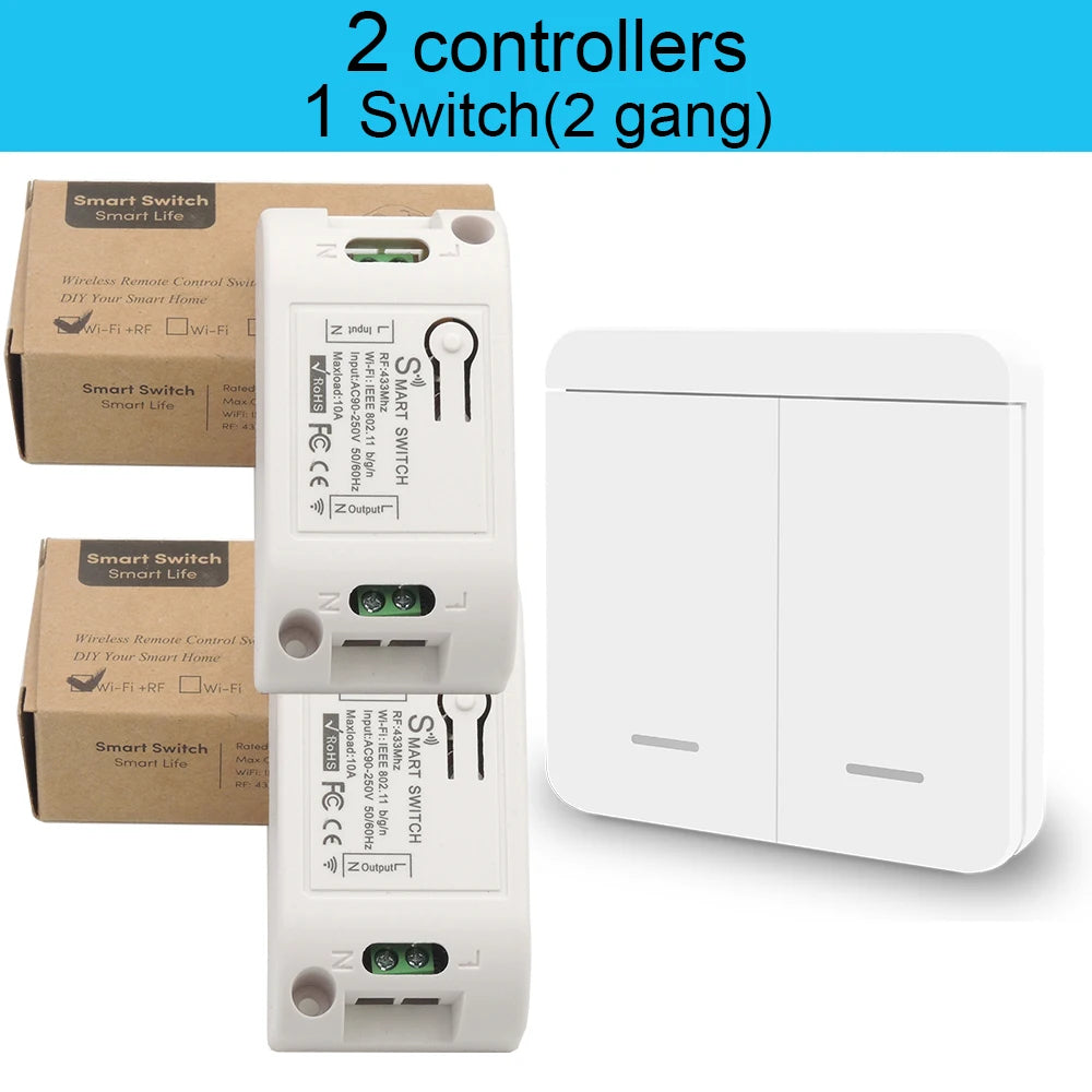 Controlador de interruptor de luz inteligente WIFI Tuya Smart Life 90V 250V 10A com Google Home Alexa Voice Timing Controller para lâmpada de teto