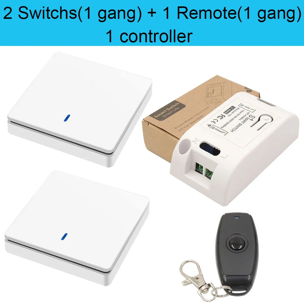 AC90-250V 10Amp Rf 433Mhz Wireless Push Button Smart Light Switch Remote Control 1CH RF Relay Receiver Transmitter for Fan Lamp