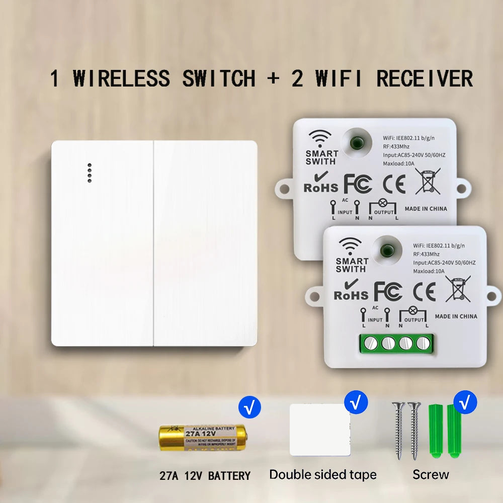 Interruptor de iluminação inteligente WiFi Tuya 433 MHz Painel de parede Interruptor liga/desliga 220 V Relé com Alexa Google Home Controle de voz para lâmpada de teto