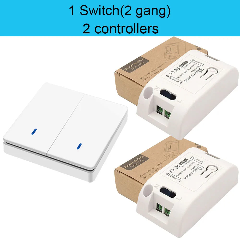 Rf 433Mhz Botão de pressão sem fio Interruptor de luz inteligente Controle remoto 90-250V 10Amp 1CH Relé RF Receptor Transmissor para lâmpada de ventilador