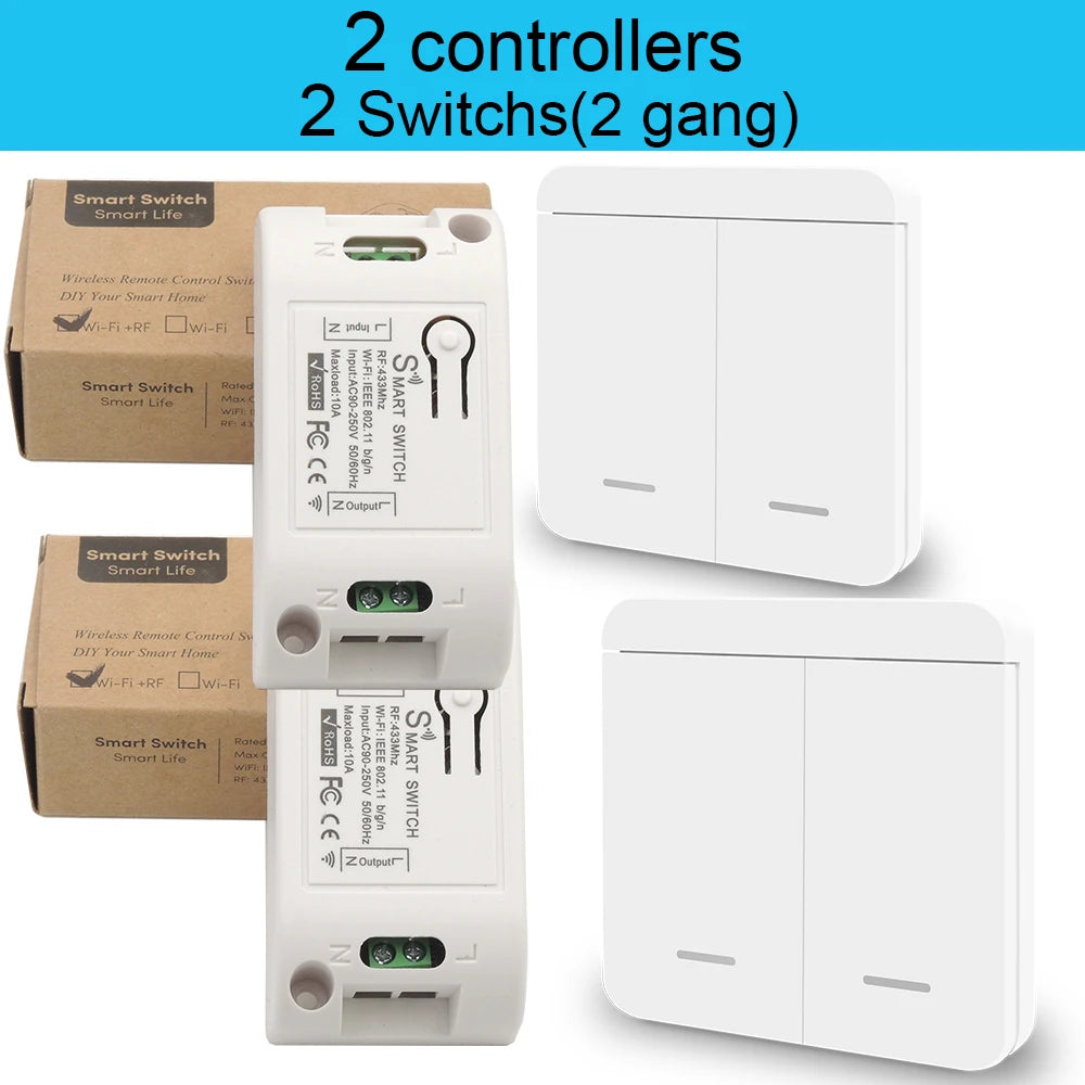 Controlador de interruptor de luz inteligente WIFI Tuya Smart Life 90V 250V 10A com Google Home Alexa Voice Timing Controller para lâmpada de teto