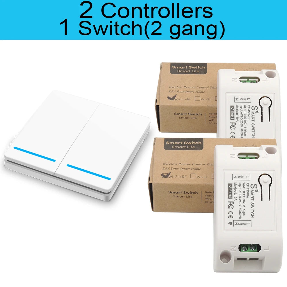 Interruptor de luz LED Tuya WiFi Smart Life APP DIY Relé RF Receptor, Controlador de contagem regressiva de voz via Google Home Alexa