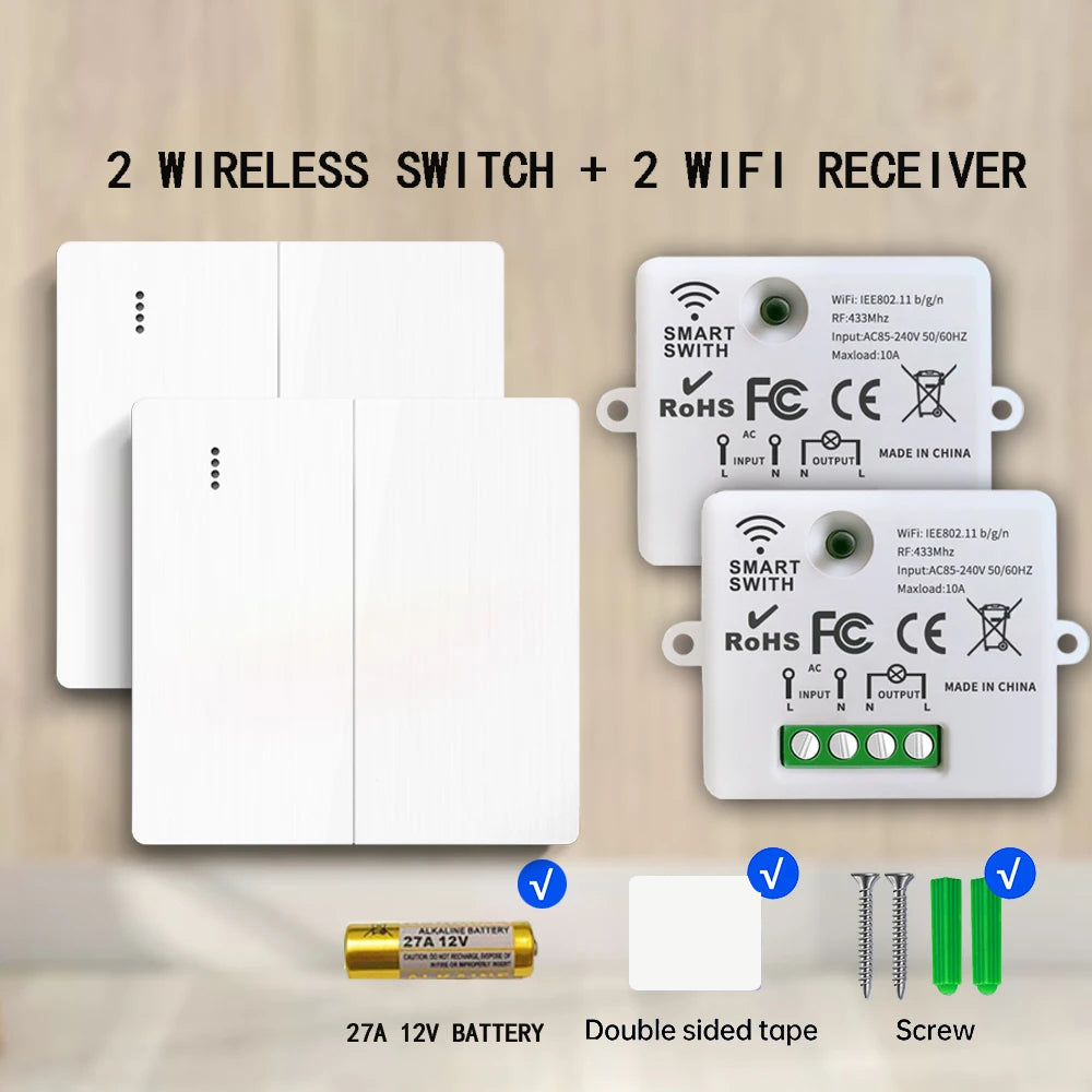 Interruptor de iluminação inteligente WiFi Tuya 433 MHz Painel de parede Interruptor liga/desliga 220 V Relé com Alexa Google Home Controle de voz para lâmpada de teto