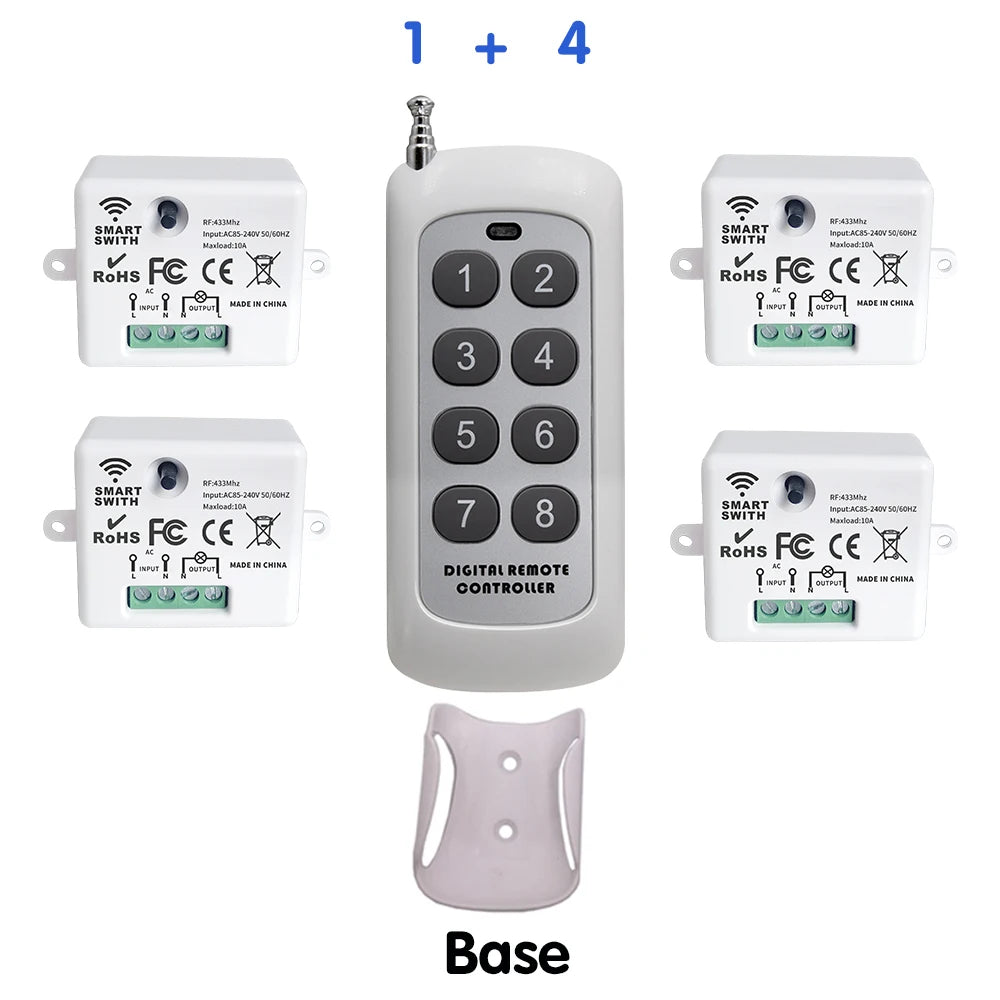 Mini interruptor de luz inteligente sem fio com controle remoto 200 m de distância 433 MHz RF Relé Receptor Ac220V Interruptor para ventilador de lâmpada LED residencial