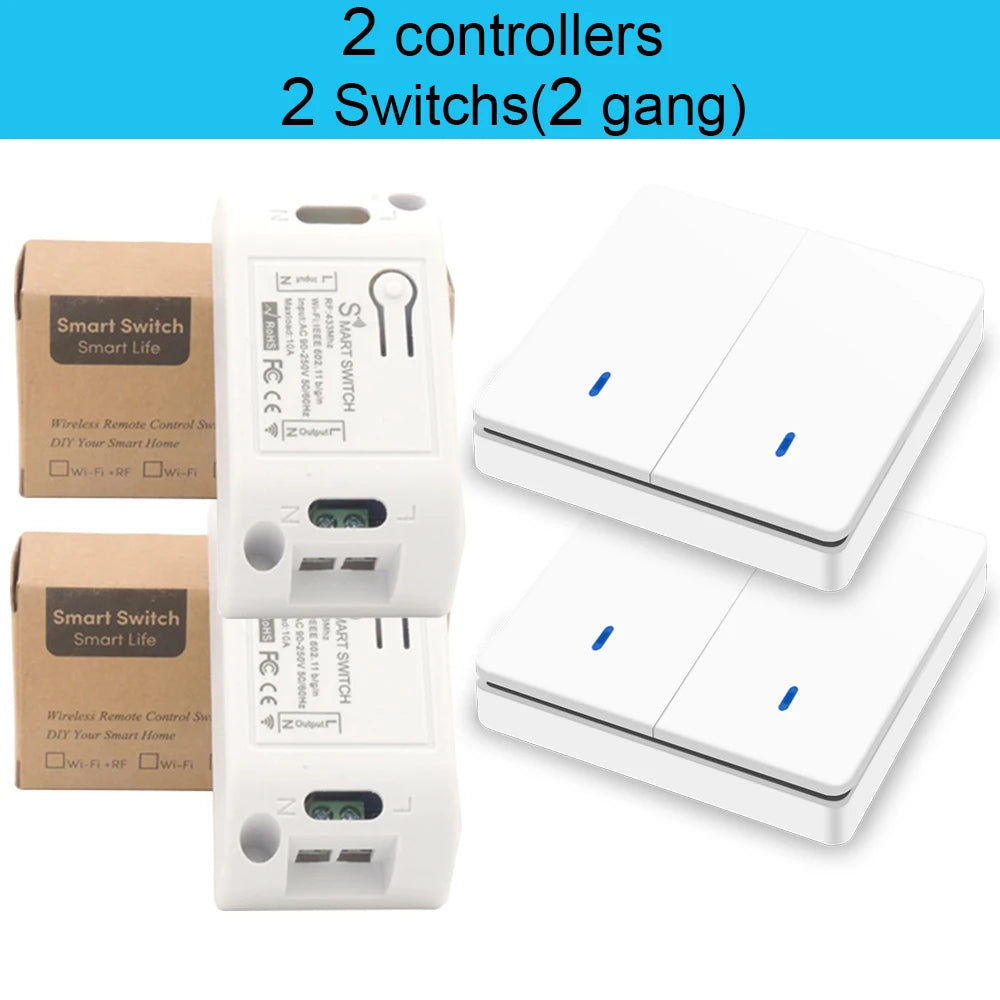 Tuya Wifi Smart life APP push button Smart Light Switch Wireless RF 433Mhz controler DIY Relay Timer Module Google Home Alexa