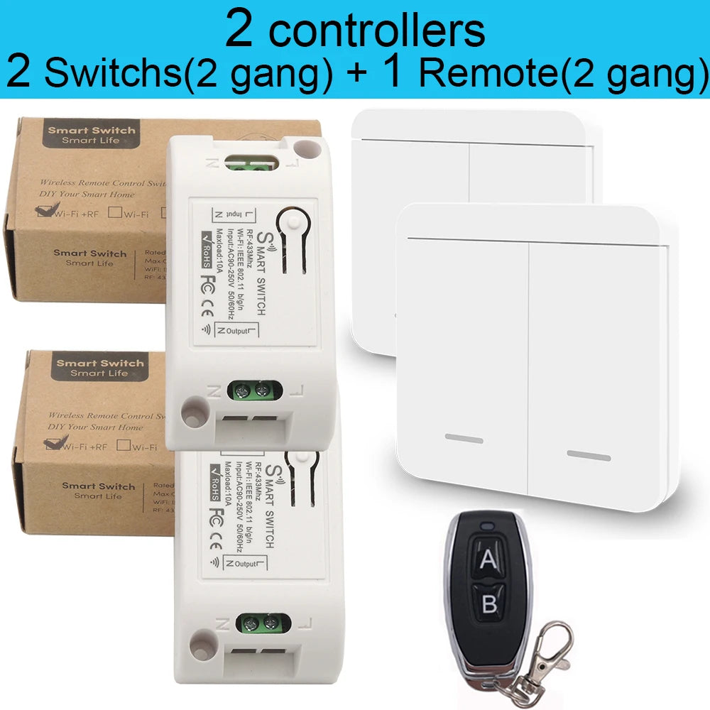 Controlador de interruptor de luz inteligente WIFI Tuya Smart Life 90V 250V 10A com Google Home Alexa Voice Timing Controller para lâmpada de teto