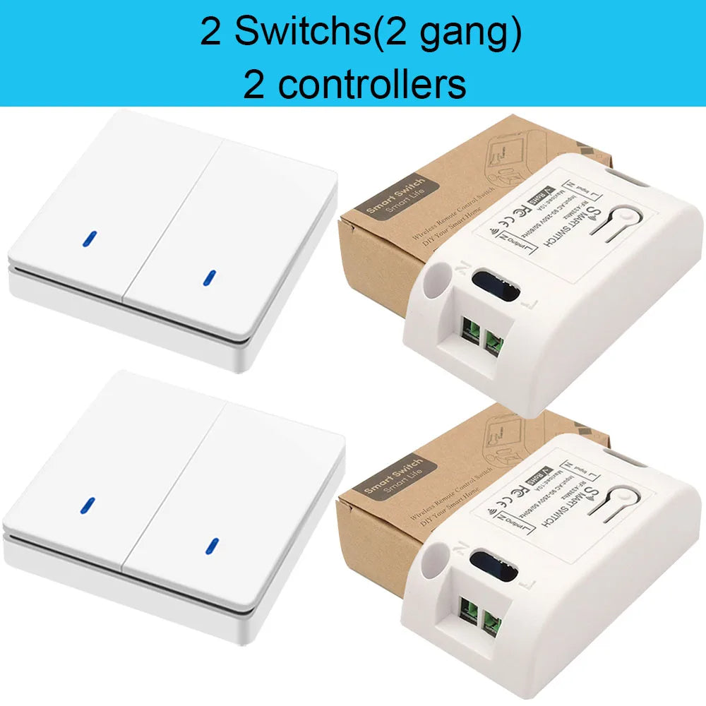 Rf 433Mhz Botão de pressão sem fio Interruptor de luz inteligente Controle remoto 90-250V 10Amp 1CH Relé RF Receptor Transmissor para lâmpada de ventilador