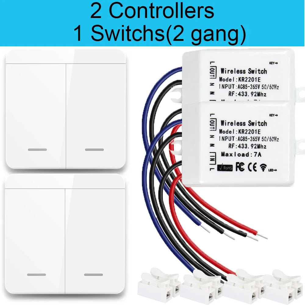 433Mhz Wireless Wall-panel Switches Electrical Control for Ceiling Lamp Ledlight Fan,Rf Remote Control Relay Receiver AC 85-265V