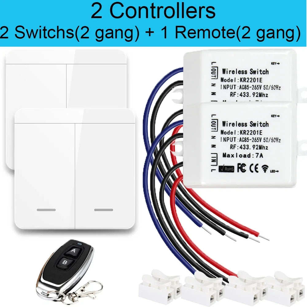 433Mhz Wireless Wall-panel Switches Electrical Control for Ceiling Lamp Ledlight Fan,Rf Remote Control Relay Receiver AC 85-265V