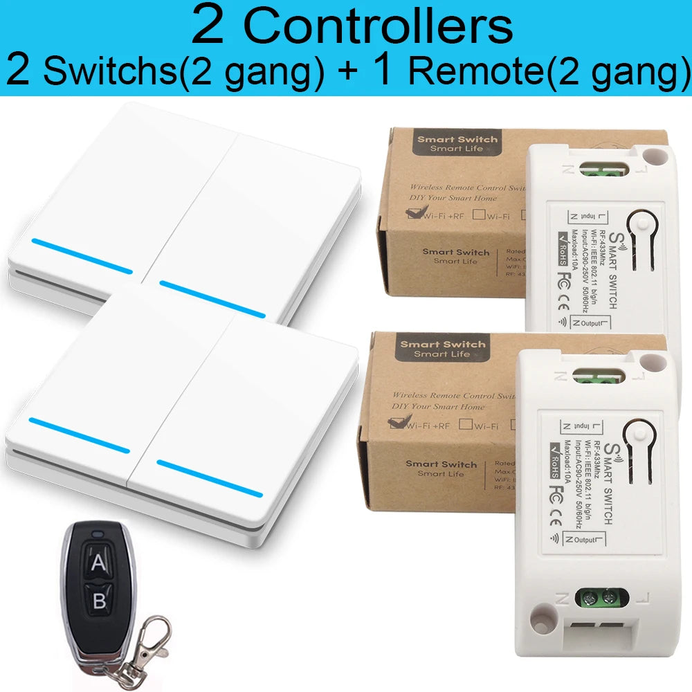 Interruptor de luz LED Tuya WiFi Smart Life APP DIY Relé RF Receptor, Controlador de contagem regressiva de voz via Google Home Alexa