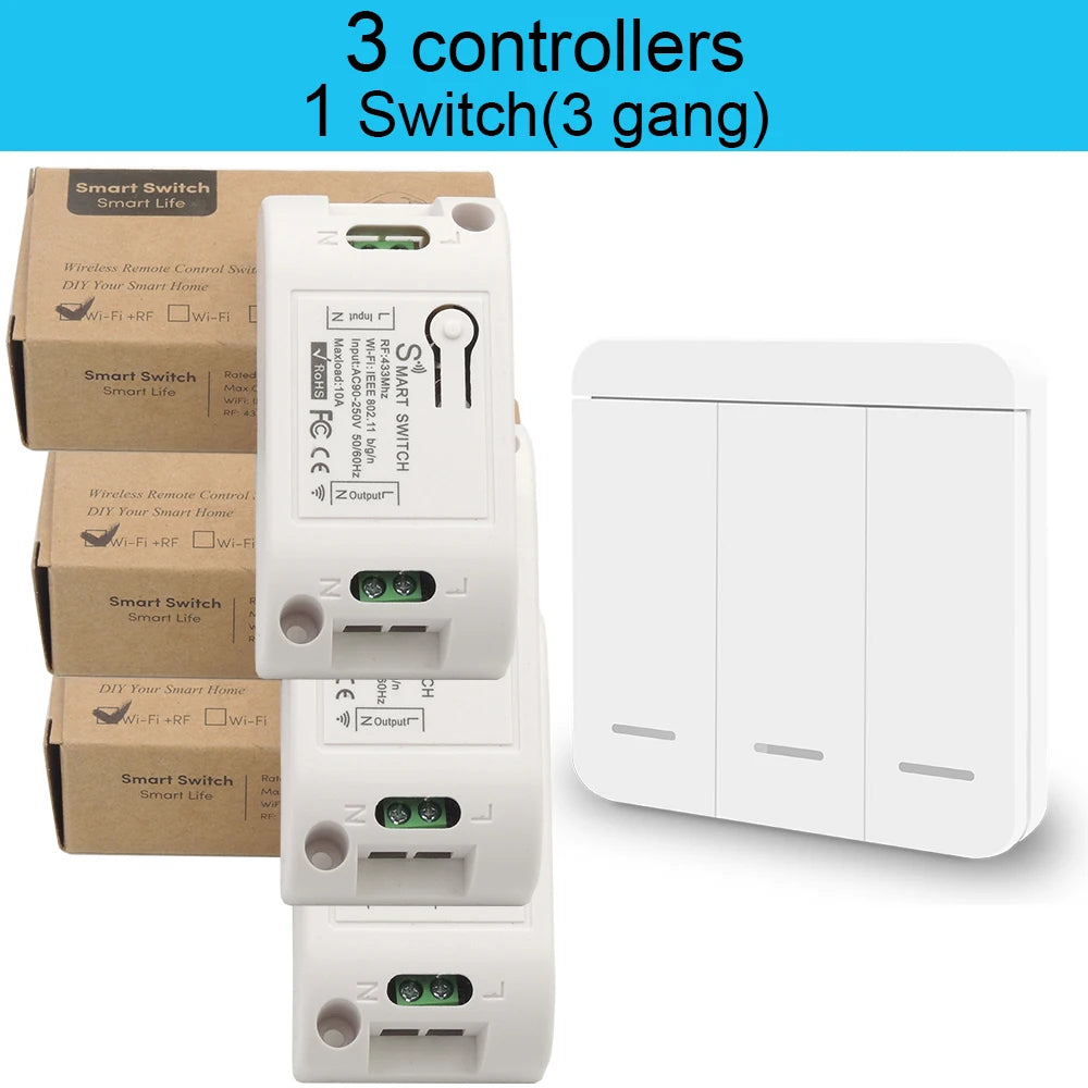 Controlador de interruptor de luz inteligente WIFI Tuya Smart Life 90V 250V 10A com Google Home Alexa Voice Timing Controller para lâmpada de teto