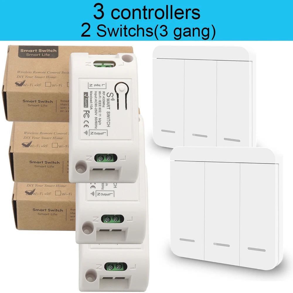 Controlador de interruptor de luz inteligente WIFI Tuya Smart Life 90V 250V 10A com Google Home Alexa Voice Timing Controller para lâmpada de teto