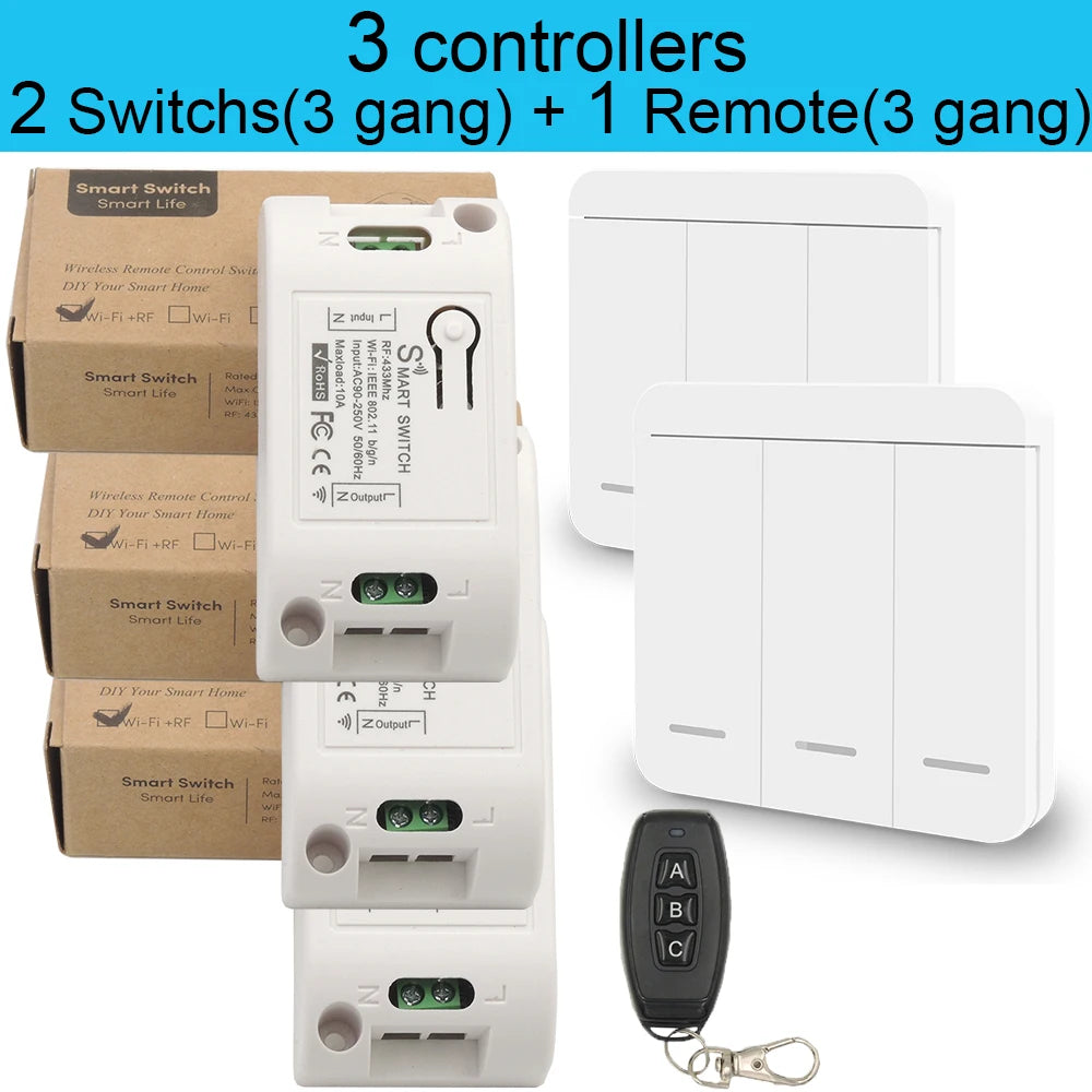 Controlador de interruptor de luz inteligente WIFI Tuya Smart Life 90V 250V 10A com Google Home Alexa Voice Timing Controller para lâmpada de teto