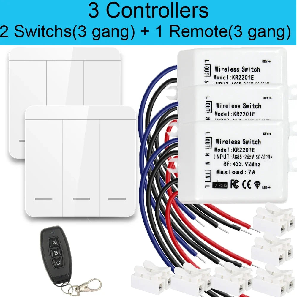 433Mhz Wireless Wall-panel Switches Electrical Control for Ceiling Lamp Ledlight Fan,Rf Remote Control Relay Receiver AC 85-265V