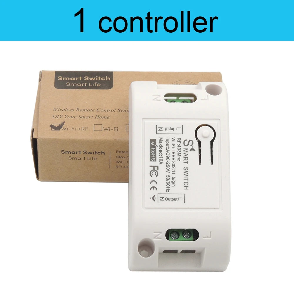 Controlador de interruptor de luz inteligente WIFI Tuya Smart Life 90V 250V 10A com Google Home Alexa Voice Timing Controller para lâmpada de teto