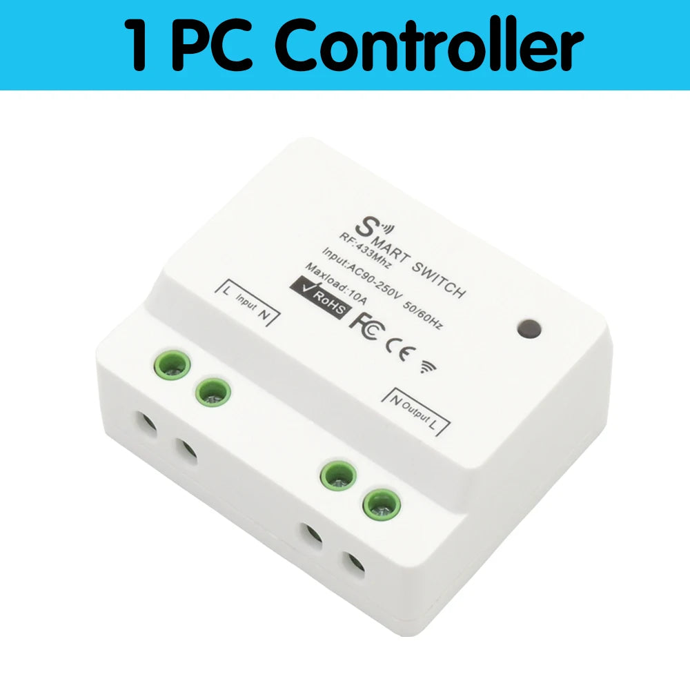 Interruptor inteligente sem fio Botão de pressão Interruptor de parede 433 MHz Remoto liga/desliga 220 V 10 A Receptor Aquecedores domésticos Lâmpada de teto LED