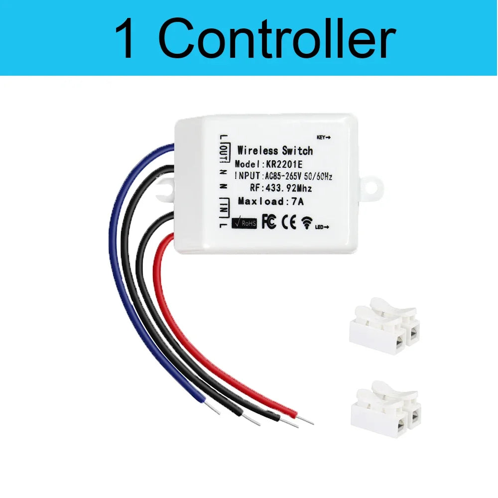 Interruptores de painel de parede sem fio de 433 MHz Controle elétrico para lâmpada de teto Ventilador Ledlight, receptor de relé de controle remoto RF AC 85-265 V