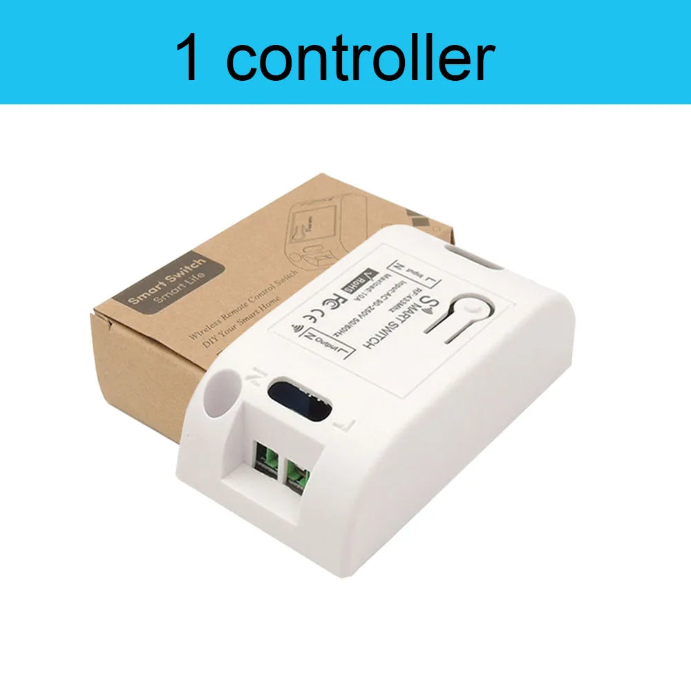 Rf 433Mhz Botão de pressão sem fio Interruptor de luz inteligente Controle remoto 90-250V 10Amp 1CH Relé RF Receptor Transmissor para lâmpada de ventilador