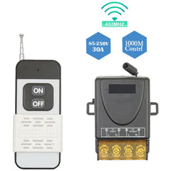 433Mhz Radio Frequency Remote Control Switch AC 220V 110V 30A Wireless Relay Receiver and Transmitter, 1000 Meters Long Distance